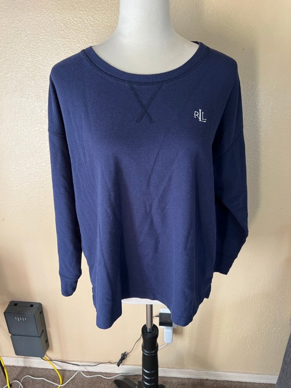 Lauren Ralph Lauren Navy Crewneck Sweatshirt Women's XL